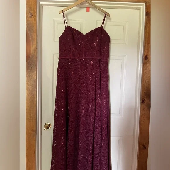 Jules & Cleo | Dresses | Jules Cleo Sparkle Lace Wine Colored Corset Dress  | Poshmark